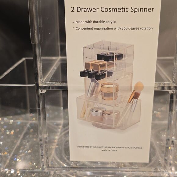 At Home 2-Drawer Acrylic Spinner Cosmetic Organizer - Picture 6 of 9